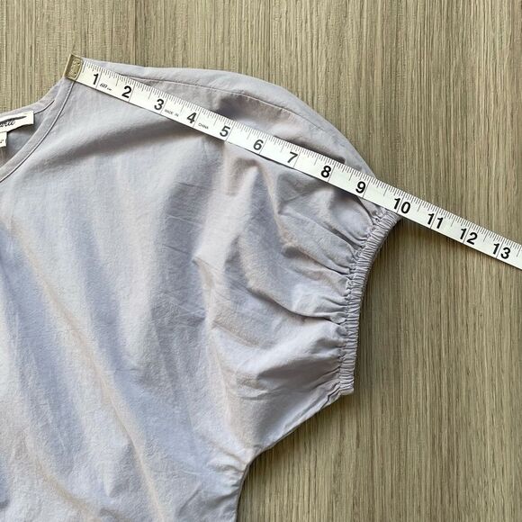 NWT Madewell Embroidered Poplin Puff-Sleeve Cutout Crop Top Blue S - Picture 11 of 16